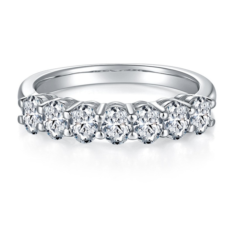 Women's 18K Gold Plated Moissanite Row Ring, Elegant Gift